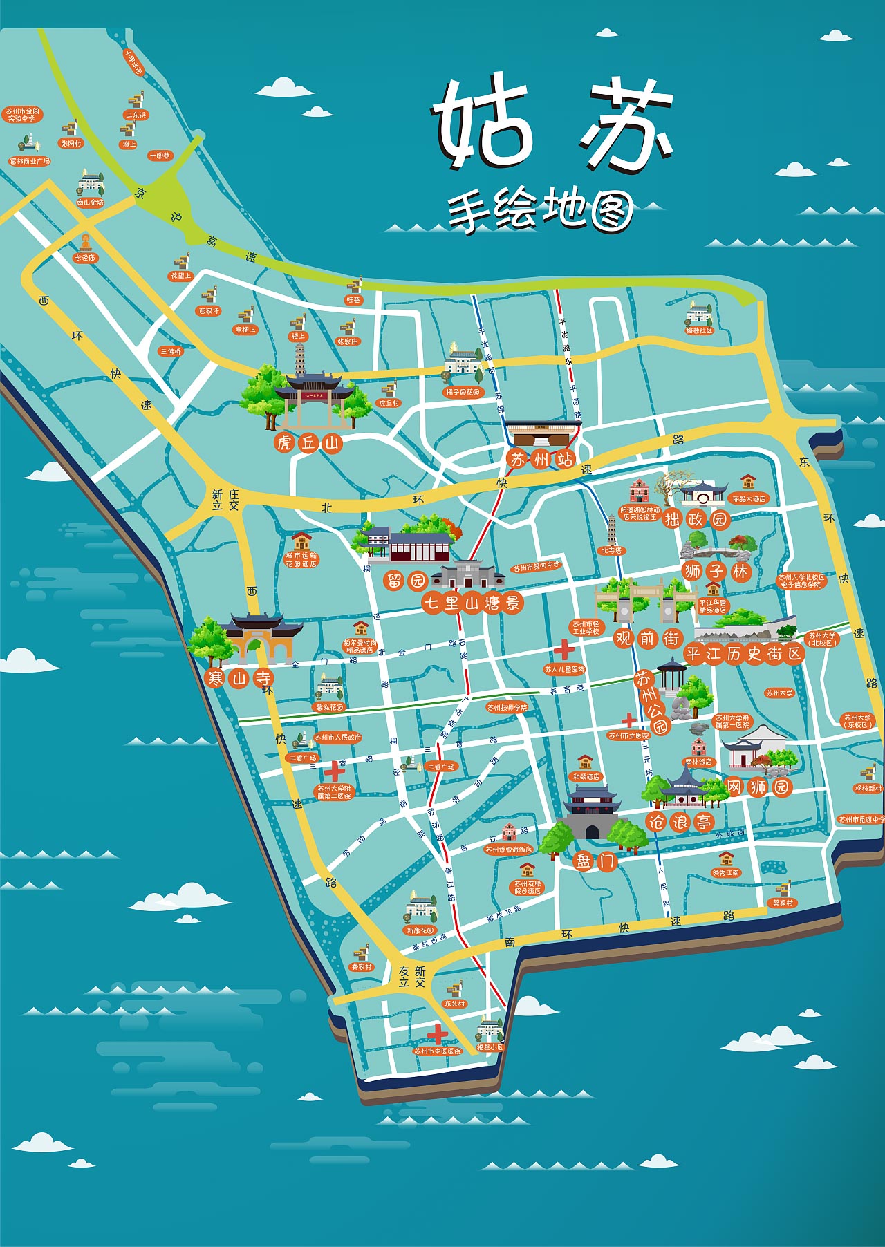 江口手绘地图景区的文化宝藏